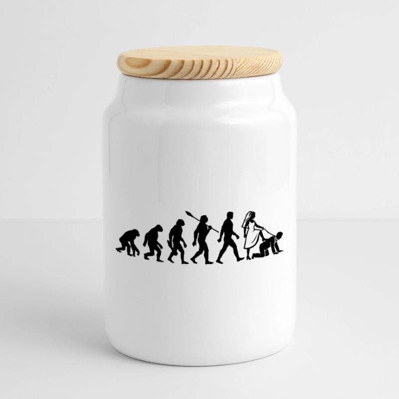 Evolution Bachelor Party Cookie Jar with Wooden Lid