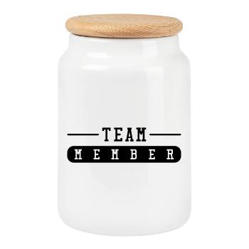 Team Member - Cookie Jar with Wooden Lid - white - Front