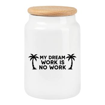 Mon travail de rêve Pas de travail - Vacances paresseuses et drôles - Boîte à biscuits avec couvercle en bois - blanc - Devant