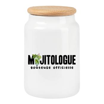 Mojitologue T-shirt Humour Femme Soirée Mojito - Boîte à biscuits avec couvercle en bois - blanc - Devant