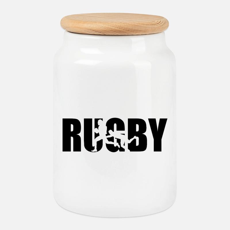 Klassisches Rugby Design – Stärke & Teamgeist - Keksdose mit Holzdeckel - Weiß