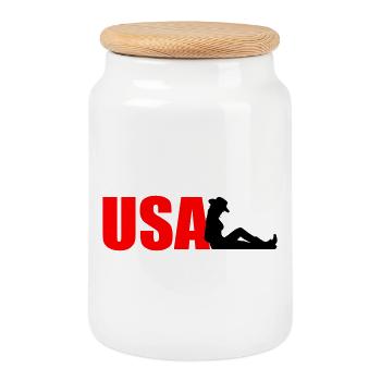 États-Unis - Boîte à biscuits avec couvercle en bois - blanc - Devant