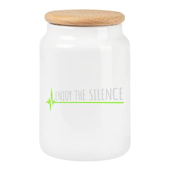 Enjoy The Silence Spruch Ruhe Stille Introvertiert - Keksdose mit Holzdeckel - Weiß - Vorne