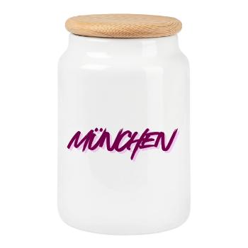 Munich Graffiti Font Pink - Cookie Jar with Wooden Lid - white - Front