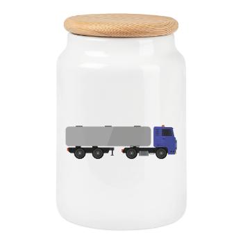 Camion-citerne - Boîte à biscuits avec couvercle en bois - blanc - Devant
