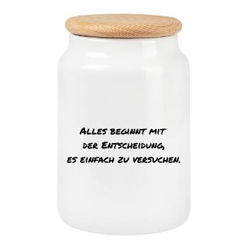 Saying Motivation - Cookie Jar with Wooden Lid - white - Front