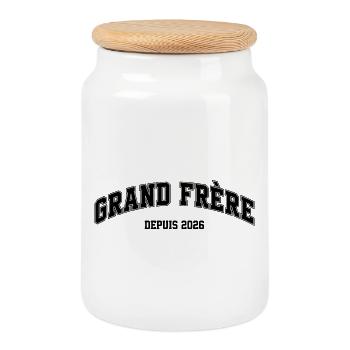 Big Brother Since 2026 Pregnancy Announcement Gift - Cookie Jar with Wooden Lid - white - Front