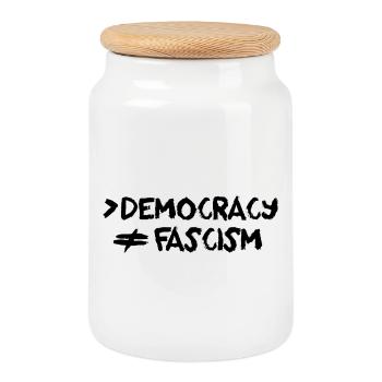 Plus de démocratie, pas de fascisme, d’antifascisme - Boîte à biscuits avec couvercle en bois - blanc - Devant