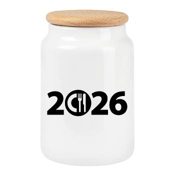 Chef 2026, Koch 2026, Restaurant 2026 - Keksdose mit Holzdeckel - Weiß - Vorne
