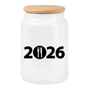 Chef 2026, Koch 2026, Restaurant 2026 - Keksdose mit Holzdeckel - Weiß - Vorne