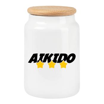 Aikido - Martial Art - Aikido - Cookie Jar with Wooden Lid - white - Front