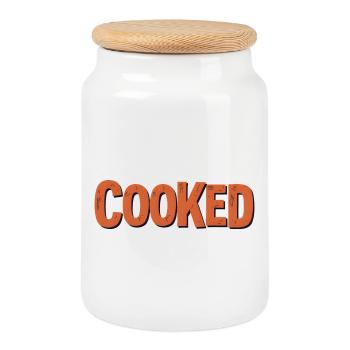 "Gekocht – viraler Slang-Tee" - Keksdose mit Holzdeckel - Weiß - Vorne