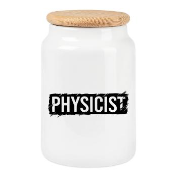 Physicist inscription - Cookie Jar with Wooden Lid - white - Front
