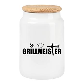 Motif d’icônes de chef barbecue grill Graphic - Boîte à biscuits avec couvercle en bois - blanc - Devant