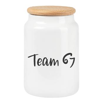Team 6 7 - Cookie Jar with Wooden Lid - white - Front
