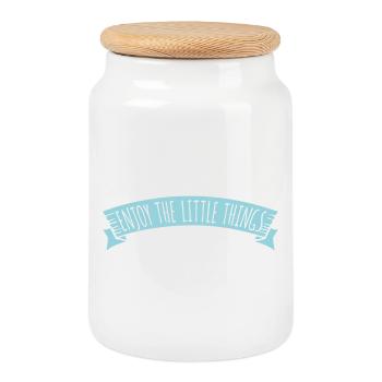 Enjoy The Little Things Gratitude Mindfulness - Cookie Jar with Wooden Lid - white - Front