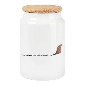 Cats are all the same - Cookie Jar with Wooden Lid - white - Front