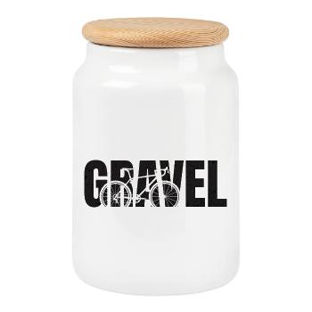 Typographie du gravier - Boîte à biscuits avec couvercle en bois - blanc - Devant