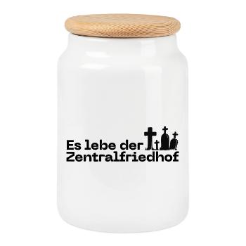 Long live the Central Cemetery - Austropop Vienna - Cookie Jar with Wooden Lid - white - Front