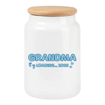 Grandma Loading 2026 - Cookie Jar with Wooden Lid - white - Front