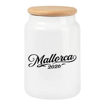 Mallorca 2026 - Cookie Jar with Wooden Lid - white - Front
