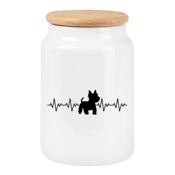 Westie West Highland Terrier EKG Herzschlag - Keksdose mit Holzdeckel - Weiß - Vorne