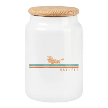 Hawaiian Ukulele Uke Retro Vintage - Cookie Jar with Wooden Lid - white - Front