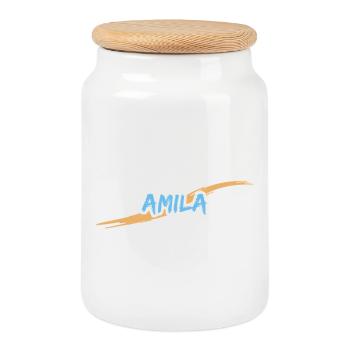 Amila Amila - Keksdose mit Holzdeckel - Weiß - Vorne