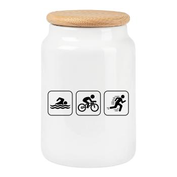 Triathlon Icons Sport - Cookie Jar with Wooden Lid - white - Front