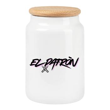 El Patron – Imprimé de style latino - Boîte à biscuits avec couvercle en bois - blanc - Devant