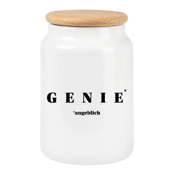 GENIE supposedly – minimalist irony stateman - Cookie Jar with Wooden Lid - white - Front