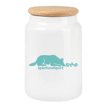 SHS logo mint - Cookie Jar with Wooden Lid - white - Front