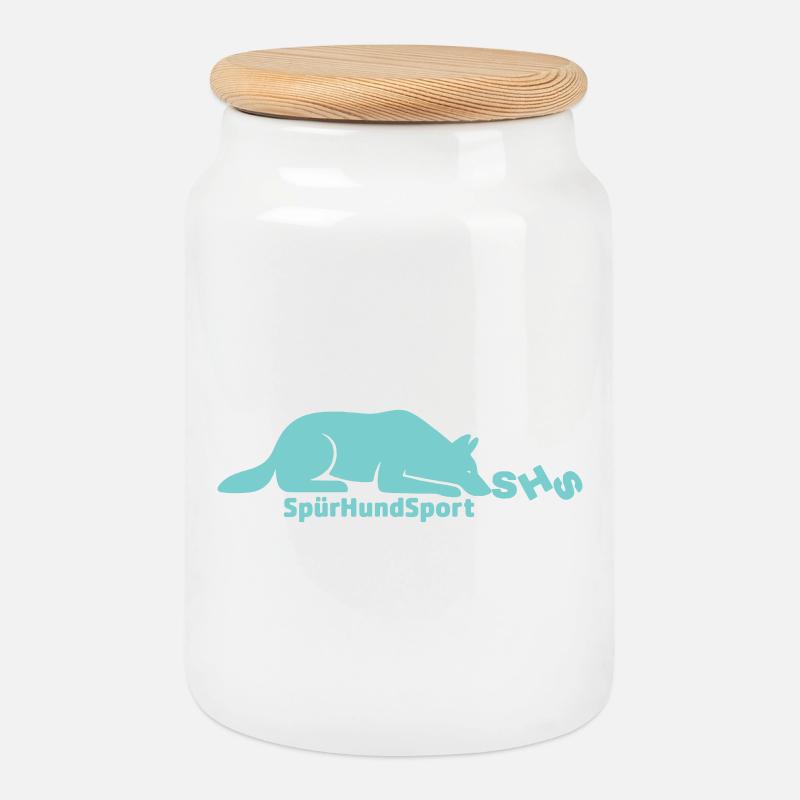 SHS Logo mint - Keksdose mit Holzdeckel - Weiß