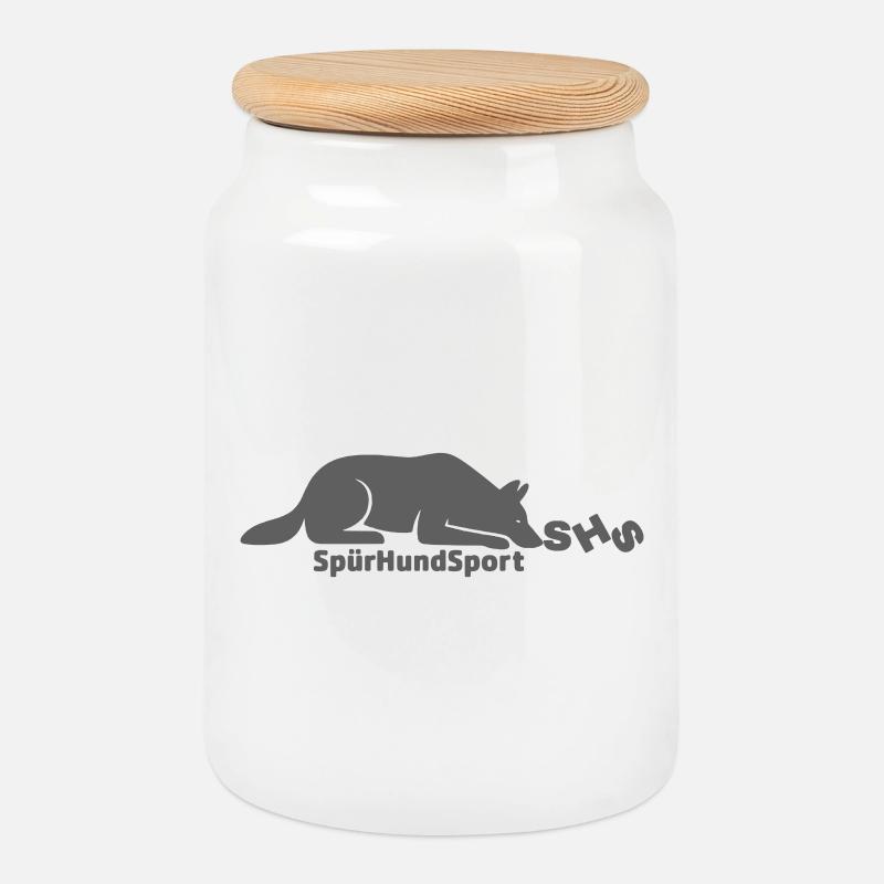 SHS Logo grau - Keksdose mit Holzdeckel - Weiß
