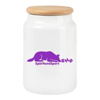 SHS logo purple - Cookie Jar with Wooden Lid - white - Front