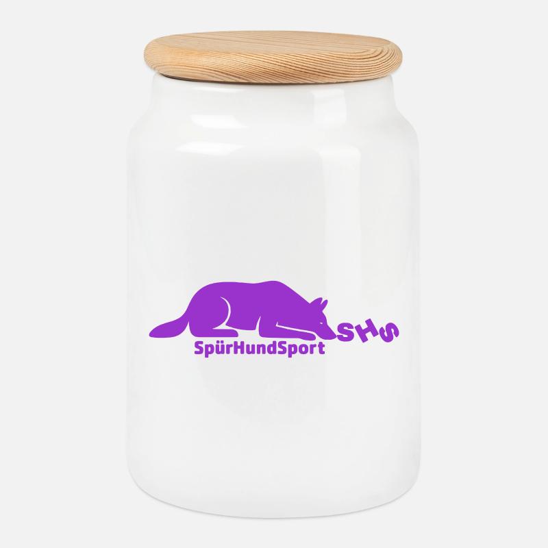 SHS Logo lila - Keksdose mit Holzdeckel - Weiß