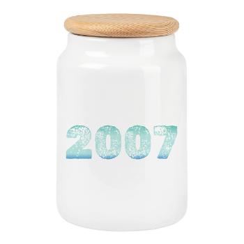 2007 Grunge Retro Typography - Cookie Jar with Wooden Lid - white - Front