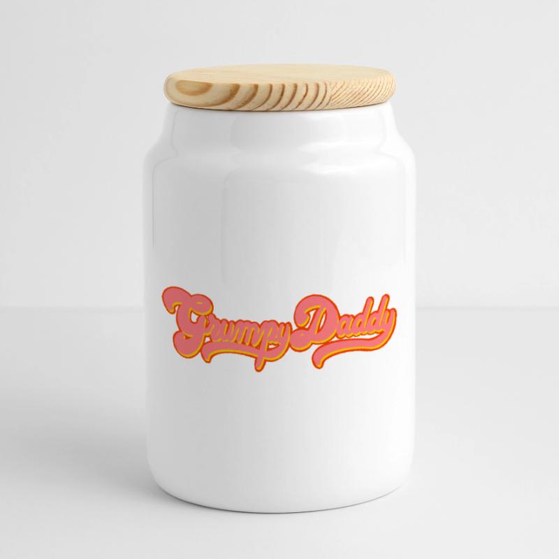 Grumpy Daddy Retro Script - Farbe "Exploitation" Keksdose mit Holzdeckel
