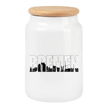 City of Bremen - Skyline (transparent) - Cookie Jar with Wooden Lid - white - Front