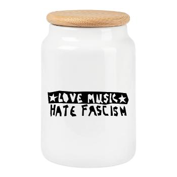 Love Music Hate Fascism - Keksdose mit Holzdeckel - Weiß - Vorne