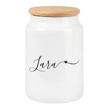 Prénom Lara Décoratif - Boîte à biscuits avec couvercle en bois - blanc - Devant