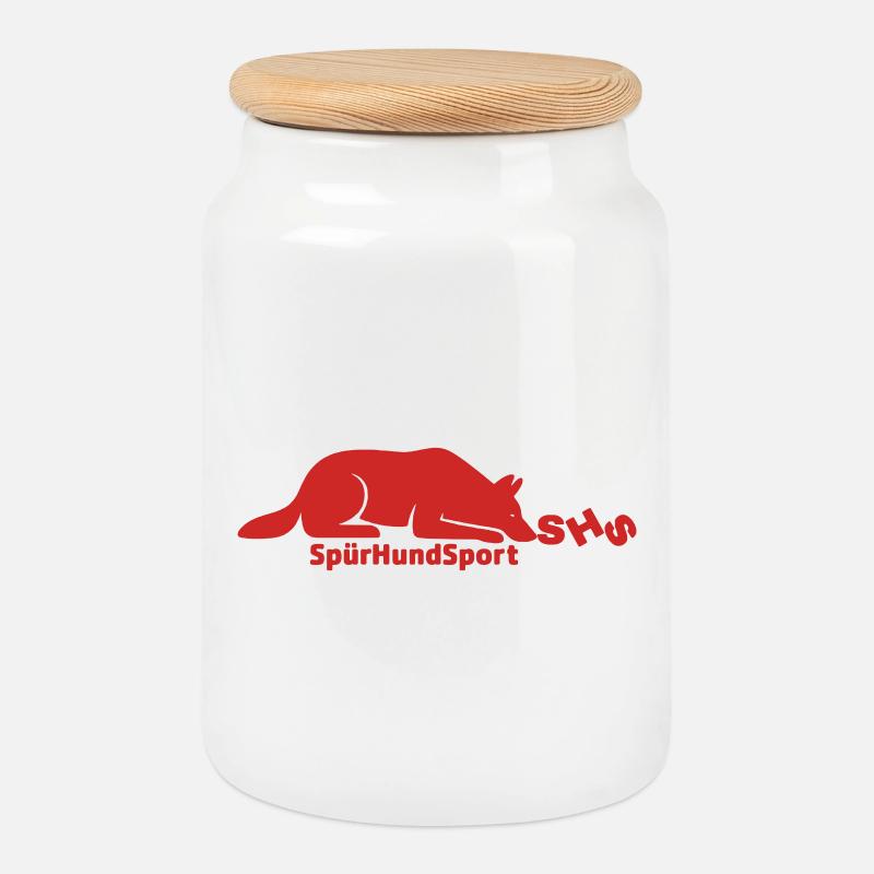 SHS Logo dunkelrot - Keksdose mit Holzdeckel - Weiß