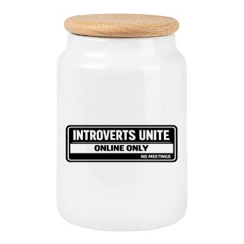 introverts - Cookie Jar with Wooden Lid - white - Front
