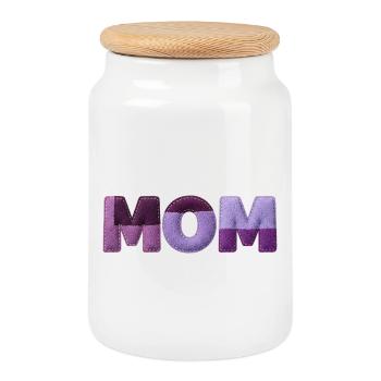 Police en patchwork de mamanTypographie Déclaration violette - Boîte à biscuits avec couvercle en bois - blanc - Devant