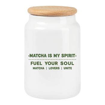 Le matcha est mon énergie spirituelle pour votre âme Amoureux du matcha - Boîte à biscuits avec couvercle en bois - blanc - Devant