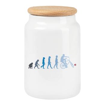 Cycling, Cycleball, Indoor Cycling, Evolution - Cookie Jar with Wooden Lid - white - Front