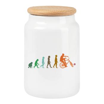 Cycling, Cycleball, Indoor Cycling, Evolution - Cookie Jar with Wooden Lid - white - Front