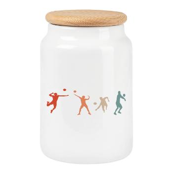 Joueur de volley-ball rétro - Boîte à biscuits avec couvercle en bois - blanc - Devant