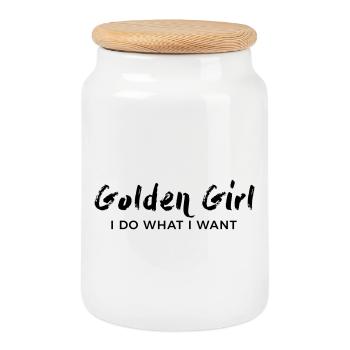 Golden Girl – Je fais ce que je veux - Boîte à biscuits avec couvercle en bois - blanc - Devant