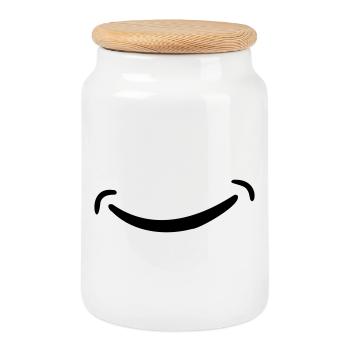 sourire - Boîte à biscuits avec couvercle en bois - blanc - Devant